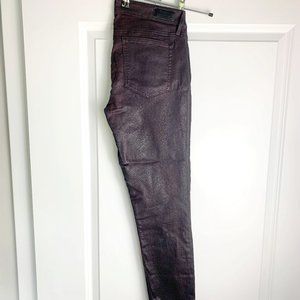 Womens GUESS "Kate" burgundy waxy look skinny jean/legging
